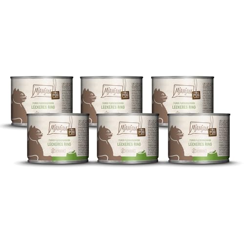 MjAMjAM - Alimento húmedo Premium para Gatos - Deliciosa Pura Carne de Vacuno, Pack de 6 (6 x 200 g), sin Cereales con Extra de Carne