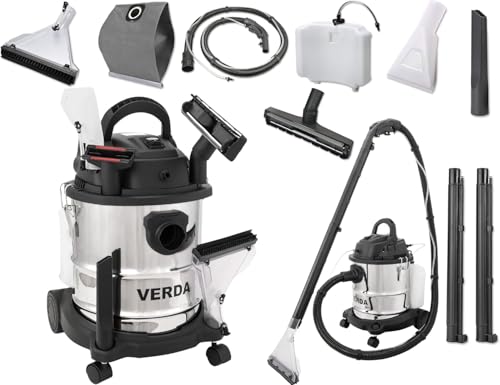 Verda Waschsauger 1600W, Trockensauger mit 20L, Teppich-Reinigungsmaschine, Auffangbehälter Nasssauger Trockensauger, Teppichreiniger, Wasser Waschen, Starke Saugkraft (SN198)