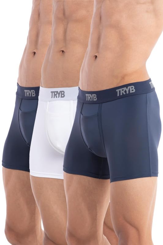 Image of TRYB Sports Underwear for Men | Stretchable Active Square Cut Trunks for Running & Gym Workout | Quick Dry, Breathable, Moisture Wicking & Anti Chafing | Sports Innerwear Boxers