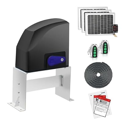 TOPENS DKC500S Solar Sliding Gate Opener Chain Drive Automatic Gate Motor for Heavy Driveway Slide Gates Up to 1300 Pounds, Electric Gate Operator Battery Powered with Solar Panel Remote Control Kit