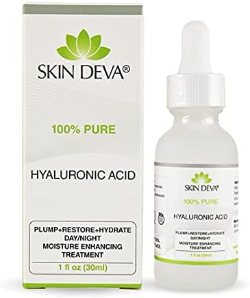 SKIN DEVA 100% Pure Hyaluronic Acid Serum For Face 1 oz of Discoloration Correcting Serum Anti Aging Anti Wrinkle Acid Locks in Essential Moisture Keeps Skin Hydrated Facial Serums For All Skin Types
