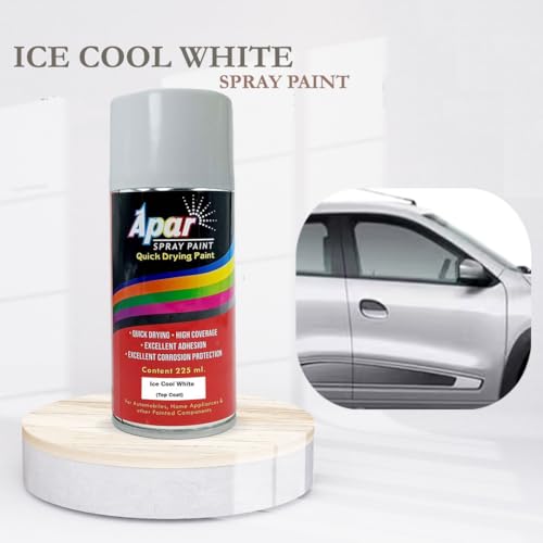 Image of APAR Spray Paint Ice Cool White (RC Colour Name) Compatible for Renault cars -225 ml (Pack of 2-Pcs)