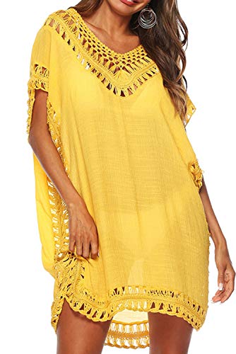 Image of Adisputent Womens Swimsuits Cover Ups Crochet Chiffon Beach Cover Bathing Suit Bikini Wear Coverups Dress