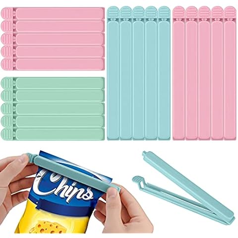 XC 20Pcs Food Bag Clips Plastic Storage Bags Sealing Clips Freezer Bag Clips for Kitchen Snacks Foods Bag Clips for Camping ,Outing, Hiking(6.1 Inches and 4.7 Inches) Cover