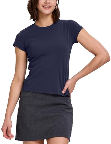 FAIABLE Short Sleeve Shirts for Women Fitted Basic Summer Tops Crew Neck T Shirts