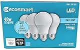 EcoSmart 40W Equivalent Daylight A19 Energy Star + Dimmable LED Light Bulb (4-Pack)