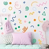 Vomika 80 pezzi di adesivi murali con motivi geometrici, adesivi murali autoadesivi con forme astratte irregolari, decorazioni murali fai da te con triangoli geometrici colorati, carta da parati