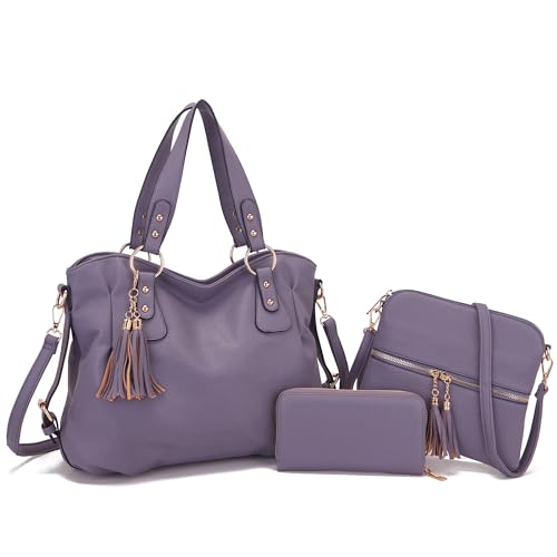 Image of Qiyuer Slouchy Handbag for Women Shoulder Bag Hobo Purse Wallet Set 3pcs