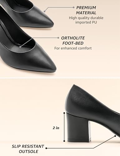 Image of Symbol Premium Women's 'Desk to Dinner' Block Heel Pumps (Ortholite Insole|Stylish Heels)