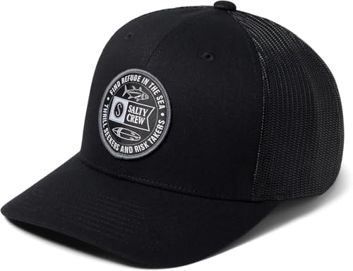 Salty Crew Legends Retro Trucker Hat Black - Unisex Adjustable Baseball Hat for Adults - Premium Cotton