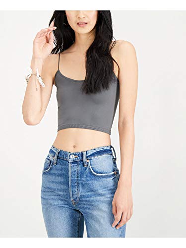 Free People Women's Seamless Skinny Strap Crop Cami Dark Grey XS-SM (US Women's 0-6) One Size
