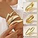 Chunky Gold Bangle Bracelets for Women, 14k Gold Plated Dainty Cuff Stackable Bangles Set, Trendy Bracelet Stack Fashion Jewelry Gifts (03-GOLD)