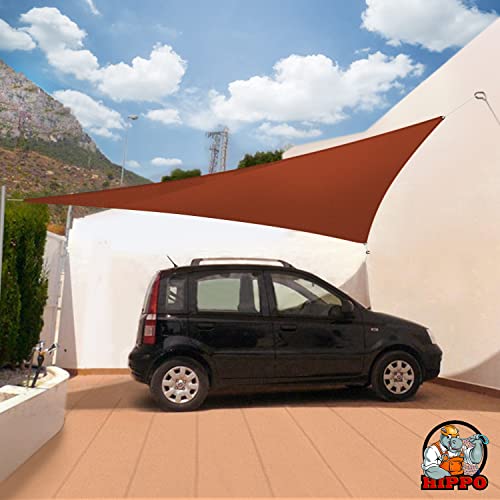 Image of HIPPO Triangle Shade Sail Affordable & Premium 150 GSM Sun Shade UV Block for Outdoor Car Parking Garden (Brown, 10FTX10FTX10FT)