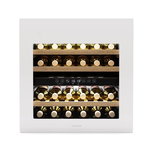 KLARSTEIN Rhone 36 Duo Cantinetta Vino - 36 Bottiglie, Doppia Temperatura, 5-22°C, LED, Protezione UV, Push-to-Open, Silenziosa, Nero