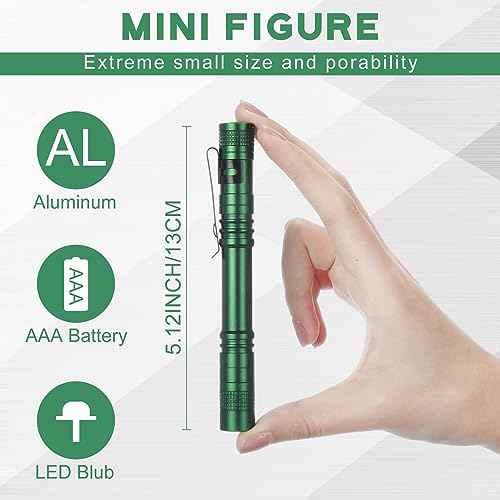 Hortsun 20 Pcs Mini Pen Light Flashlights Pocket Flashlights Pen with Clip Small LED Handheld Slim Torches for Christmas Gift Without Battery (Black, Green, Brown, Silver White, Gray,5.12 Inch)