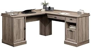 Pemberly Row Home Office L Shaped Corner Desk with Computer Tower Storage Salt