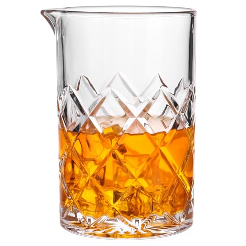 GOSDENG Cocktail Mixing Glass Bartender | 24oz Crystal Bar Stirring Glass | Old Fashioned Cocktail Beaker | Clear Drinks Stirred Pitcher Professional Whiskey Barware Bartending Mixer