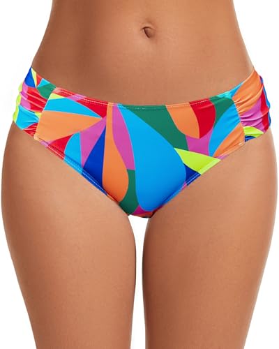 Image of Women's Bathing Suit Bottoms Full Coverage Ruched Bikini Tankini Bottom Swimsuit Brief