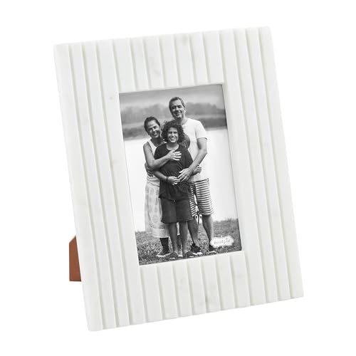 Mud Pie 5X7 White Stripe Marble Frame cover