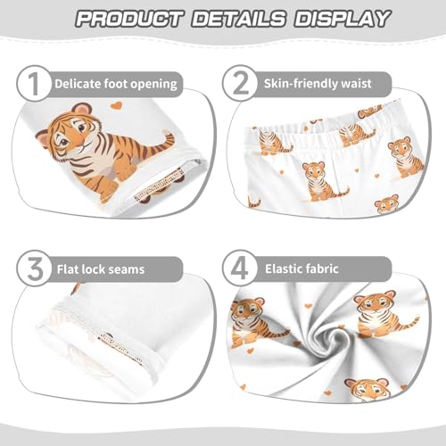 Heart Tiger Print Girls Leggings Soft Stretch Workout Yoga Dance Pants for Kids Casual Tights3