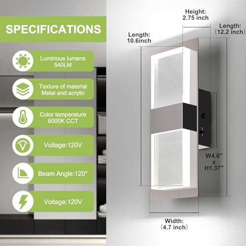 Image of OKELI Modern Wall Sconce Set of 2, LED Wall Mounted Light Indoor Dimmable Wall Light Fixture for Bedroom, LED Vanity Lights for Bathroom Wall Lights for Living Room, Hallway, Entryway, Corridor
