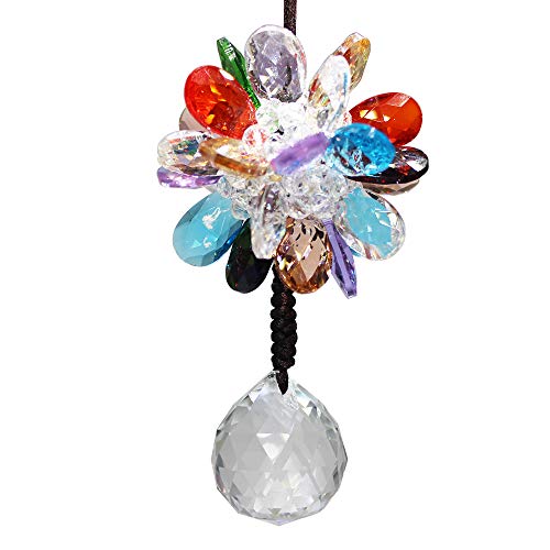 WEISIPU Crystals Ball Prisms Suncatcher Hanging Ornament Crystals Car Ornament with Clear Crystal Pendants for Home, Office, Garden Decoration, Car Pendant, Birthday Present (Colorful)