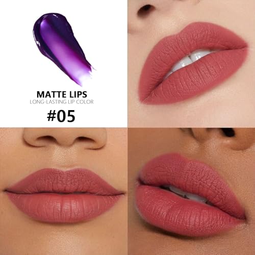 Image of evpct Brownsih Red Peel Off Lip Stain Tints, Liquid Lipstick Lip Stain Long Lasting Waterproof for Women, Non-stick Cup Lipstick Peel Off Highly Pigmented Not Faded Smudge-proof Easy to Apply, 05#