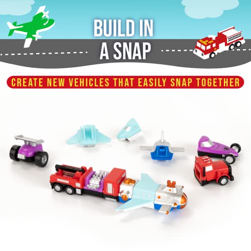 POPULAR PLAYTHINGS Micro Mix or Match Vehicles Deluxe Set of 4 Toy Cars, Toy Fire Truck, Toy Airplane - Thumbnail 3