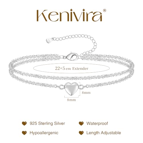 Image of Kenivira Sterling Silver Ankle Bracelets for Women,Gold Dainty Layered Waterproof Anklet for Women, Anklet Set Stackable Beach Gift Adjustable Size