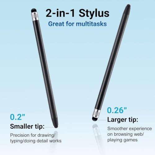 Image of Glidemaster K2 2-in-1 Universal Stylus Pen for All Touch Screens,Fine Point Tip, High Sensitivity & Precision Capacitive Pen for Smartphones,Tablets,iPad, iPhone, iOS, Android & Windows, Black