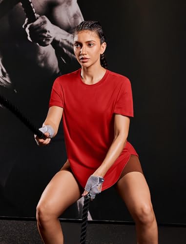 Image of PINSPARK Workout Tops for Women Short Sleeve Athletic Shirts UPF 50+ Quick Dry Running Outfits for Exercise Gym Hiking S-3XL