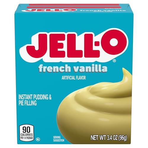 Image of Jell-O Instant Pudding & Pie Filling Mix, French Vanilla Flavor, Fat Free Creamy Dessert for Baking, Pies & No-Bake Recipes, 3.4 oz (Pack of 3)