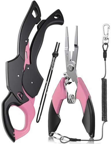 Image of Fish Gripper 9.2 inch,Muti-Function Line Cutter Fishing Pliers, Saltwater Fishing Tool Kit,Fishing Gear with Fishing Lanyard
