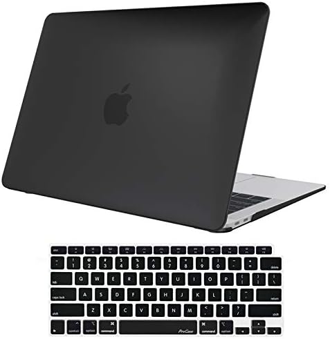 ProCase MacBook Air 13 Inch Case 2021 2020 2019 2018 Release A2337 M1 A2179 A1932, Hard Case Shell Cover for MacBook Air 13-inch Model A2237 A2179 A1932 with Keyboard Skin Cover -Black