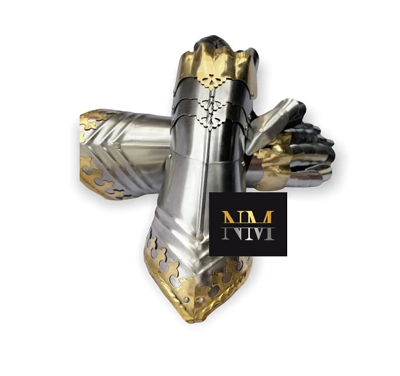 Gothic Gauntlet Armour Brass Decor Fully Functional Finger Armor for Cosplay LARP Reenactment
