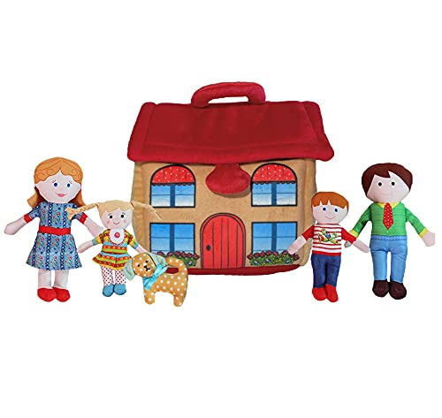 Snuggle Stuffs Happy Family Soft Figure Doll Set with House | Cute Plush Toys for Girls & Boys, Toddlers 1-3