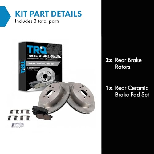 Image of TRQ Rear Brake Pad and Rotor Set Ceramic Vented Rotors | For 2013-2016 Scion FR-S 2013-2020 Subaru BRZ 2010-2014 Legacy 2017-2020 Toyota 86