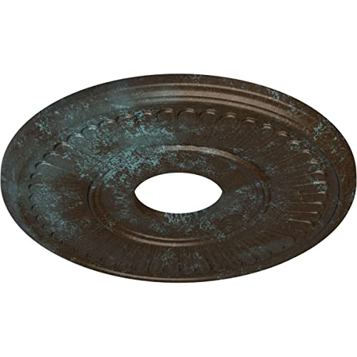 Image of Ekena Millwork 15 3 /4 inchOD x 3 7 /8 inchID x 3 /4 inchP Berkshire Ceiling Medallion Fits Canopies up to 7 inch Ceiling Medallion, Bronze Blue Patina