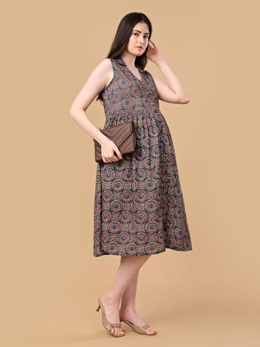 Image of The Mom Store Maternity and Nursing Sleeveless Dress for Women | Casual Dress | Pre and Post Pregnancy Wear | Printed Stylish Dress for New Mom | Trendy Dresses for Women's
