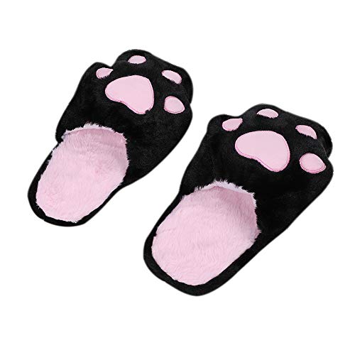 Plush Slipper Warm Fuzzy Cozy Animal Cat Paw House Shoes Support for Women Kids