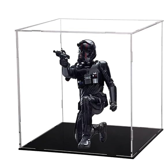 Image of RAPAL Clear Acrylic Display Case, 10 x 10 x 10 inch Self Assemble Small Display Box Stand with Black Base, Dustproof Protection Showcase for Collectibles Memorabilia Figurines