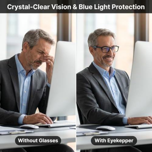 Image of Eyekepper Blue Light Reading Glasses Men Women 4.0, Small Blue