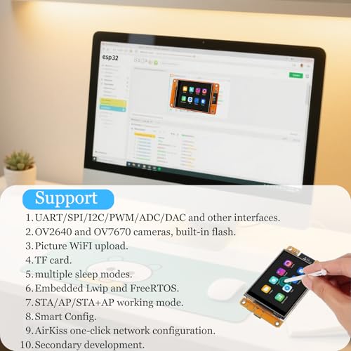 2pcs 2.8" CYD ESP32, ESP32-2432S028R Development Board with Type-C WiFi Bluetooth ILI9341 Driver, 320x240 LCD ESP32 Display Touch Screen for Arduino IoT, Home Assistant Panel, Compatible with LVGL - Image 6