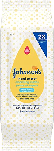 Johnson & Johnson 117008 Head-to-Toe Cleansing Clothe 15 Count(Pack of 6)