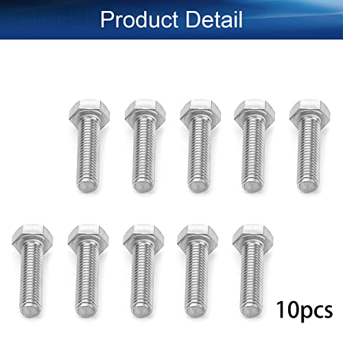 Image of Bettomshin 10Pcs M8 x 30mm Hex Bolts, 304 Stainless Steel 1.25mm Thread Pitch Fully Threaded Metric Hex Head Screw Bolts, Hexagon Screw Bolt, Hex Tap Bolts, Silver (Overall Size 35.45x13x13mm)