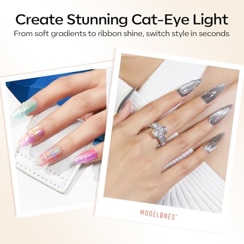 Image of modelones French Tip Nail Brush, 3-in-1 Cat Eye Magnet Cylindrical & Ball Magnet French Tip Nail Tool, Multi-Effect Magnets for Cat Eye Gel Polish DIY at Home Salon