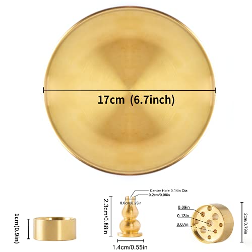 3 In 1 Incense Burner - 6.7 Inch Brass Incense Holder For Incense Sticks/Coil Incense/Incense Cones - Metal Gourd-Shaped Ash Catcher For Meditation Yoga Room Home Decor Zx11M #TOP1