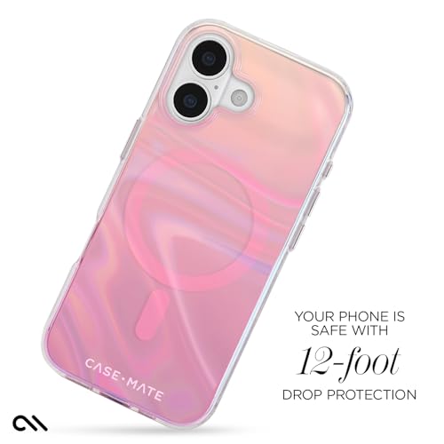 Image of Case-Mate Soap Bubble iPhone 17 Case - Peach Iridescent | Compatible with MagSafe - Stylish Phone Cover with 12ft Drop Protection - Premium Magnetic Phone Cover for iPhone 17