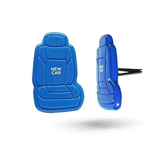 Image of FH Group FH1017BLUE New Car 3D Scented Blue Air Freshener 1-Pack Clip-On Non-Toxic, Plastic Alcohol-Free Fragrance Oil Car Seat Shape Long Lasting for Cars, Trucks, SUVs, Closets, Small Spaces, etc.