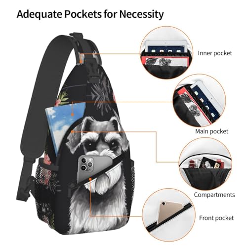 Mochila bandolera schnauzer negra unisex miniatura 3